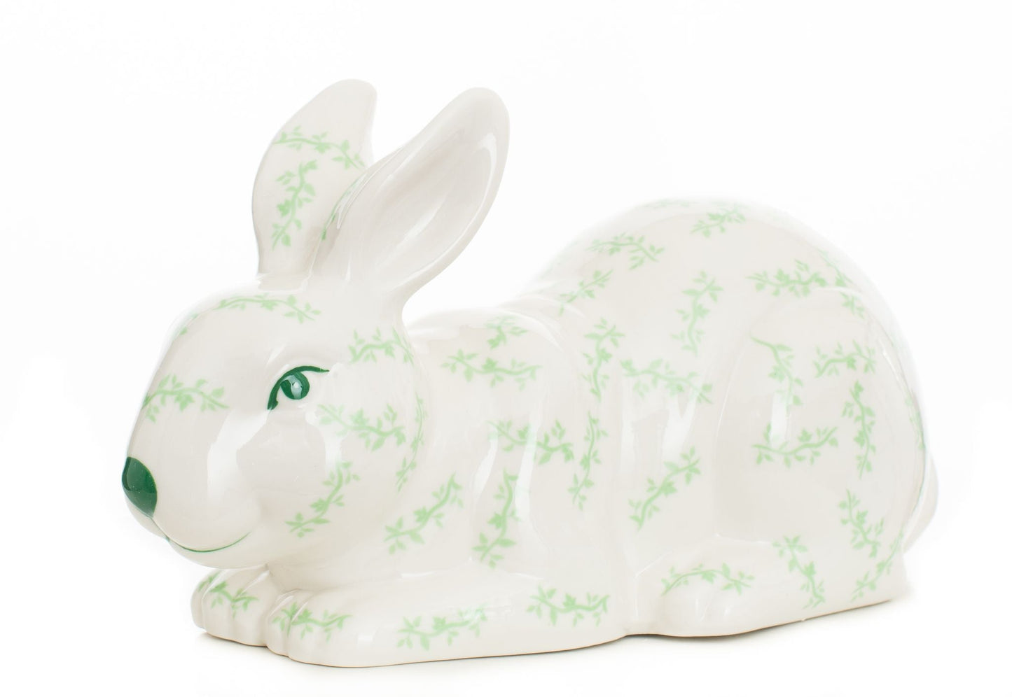 Green and White Floral Sitting Bunny